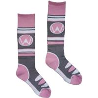 Youth Kicker Padded Ski Sock - Pink / Grey