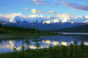 Early morning reflections next day at Wonder Lake as we head out.