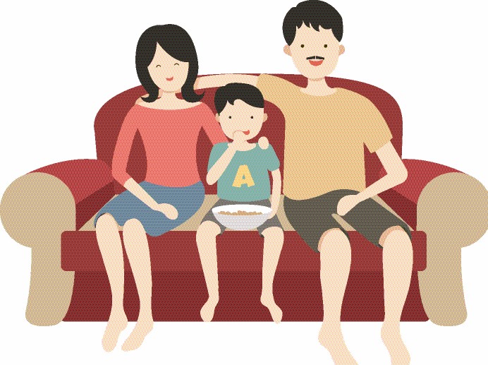 family on couch