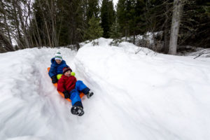 kids sledding-action