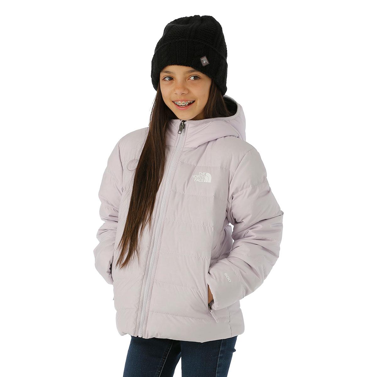 NORTH FACE GIRLS REVERSIBLE HYALITE DOWN JACKET, GRAY, LEOPARD, NWT, L  (14/16)