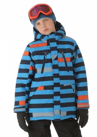 Boys Ice Slope Long Jacket (Compass Blue Simple Stripe)