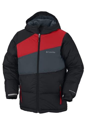Boys Mash Up Puffer Jacket (Black/Bright Red/Mystery)