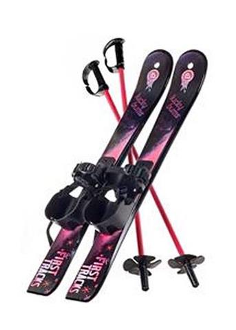 Kids Plastic Skis with Poles (Pink/Black)