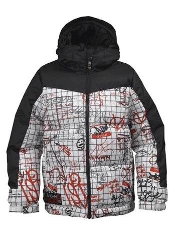 Boys Indie Down Jacket (White Graffiti/True Black) - Closeout