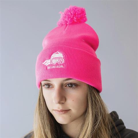 Embroidered Pom-Pom Hat