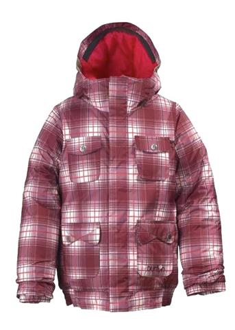 Girls Twist Bomber Jacket (Bright White Blur Plaid) - Closeout