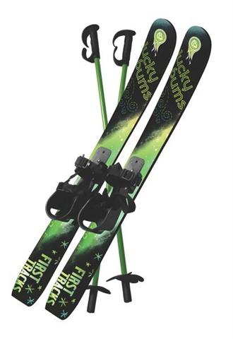 Kids Plastic Skis with Poles (Green/Black)