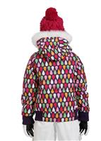 Girls Splash Puffy Jacket (Grape Drips Print) - Back View
