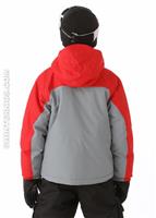 Boys Glacier Slope Jacket (Light Metal/Bright Red/Black) - Back View