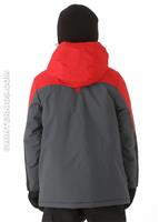 Boys Ice Slope Long Jacket (Bright Red/Mystery/Black) - Back View