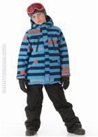 Boys Ice Slope Long Jacket (Compass Blue Simple Stripe) - Alt. View