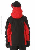 Boys Ryder Warmth Long Jacket (Black/Bright Red) - Back View