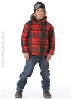 Boys Starstride Reversible Jacket (Black/Bright Red Plaid) - Alt. View