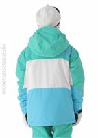 Girls Farah Jacket (Blue Toll/Arcadia Green/White) - Back View                                                                                                                                             