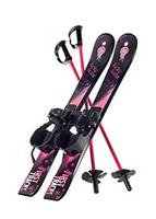 Kids Plastic Skis with Poles (Pink/Black) - Kids Plastic Skis with Poles (Pink/Black)