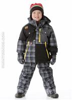 Boys Superpipe Jacket (Slate Flannel Plaid) - Alt. View