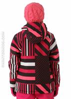 Girls Insulated Denay Jacket (Razzle Pink Stripe) - Back View