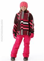 Girls Insulated Denay Jacket (Razzle Pink Stripe) - Alt. View