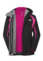 F12 Girls Mountain View Triclimate 3-in-1 Jacket (TNF Black/Razzle Pink) - Studio Shot