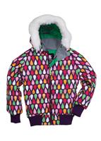 Girls Splash Puffy Jacket (Grape Drips Print) - Studio Shot