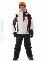 F15 Boys Challenger Jacket - White/Black/Bryte Orange - Spyder Boys Challenger Jacket 