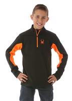 Spyder Charger Therma Stretch T-Neck - Boy's - Black / Bryte Orange