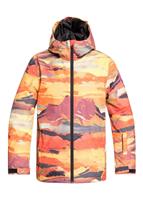 Mission Printed Youth Jacket - Barn Red Matte Painting - Quiksilver Mission Printed Youth Jacket - WinterKids.com                                                                                              