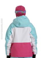 Girls Amo Jacket (White/Crazy Pink/Blue Radiance) - Back View                                                                                                                                             