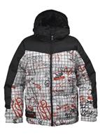 Boys Indie Down Jacket (White Graffiti/True Black) - Closeout - Burton Boys Indie Down Jacket (White Graffiti/True Black) Studio 