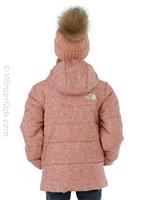 Girls Reversible Perrito Jacket - Pink Clay Confetti Sweater Print - TNF Girls Reversible Perrito Jacket - WinterKids.com                                                                                                  