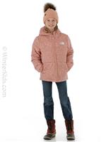 Girls Reversible Perrito Jacket - Pink Clay Confetti Sweater Print - TNF Girls Reversible Perrito Jacket - WinterKids.com                                                                                                  