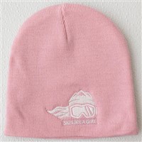 Embroidered Beanie - Ski Like A Girl - Pink