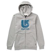 Burton Logo Vertical Full-Zip Hoodie - Boy's - Heather Gray