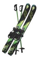 Kids Plastic Skis with Poles (Green/Black) - Kids Plastic Skis with Poles (Green/Black)