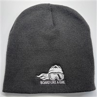 Embroidered Beanie - Board Like A Girl - Charcoal Grey