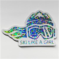 3 Holographic Glitter Sticker - Ski Like A Girl