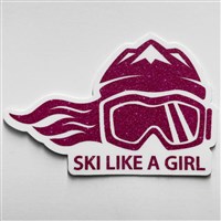 3 Pink Glitter Sticker - Ski Like A Girl - Pink