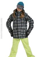 Girls Twist Bomber Jacket (True Black Candy Plaid) - Alternate View