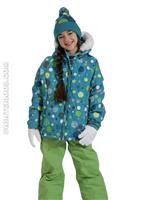Girls Mannual Bubbles Puffy Jacket (Turquoise) - Alternate View