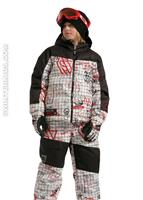 Boys Indie Down Jacket (White Graffiti/True Black) - Closeout - Alternate View